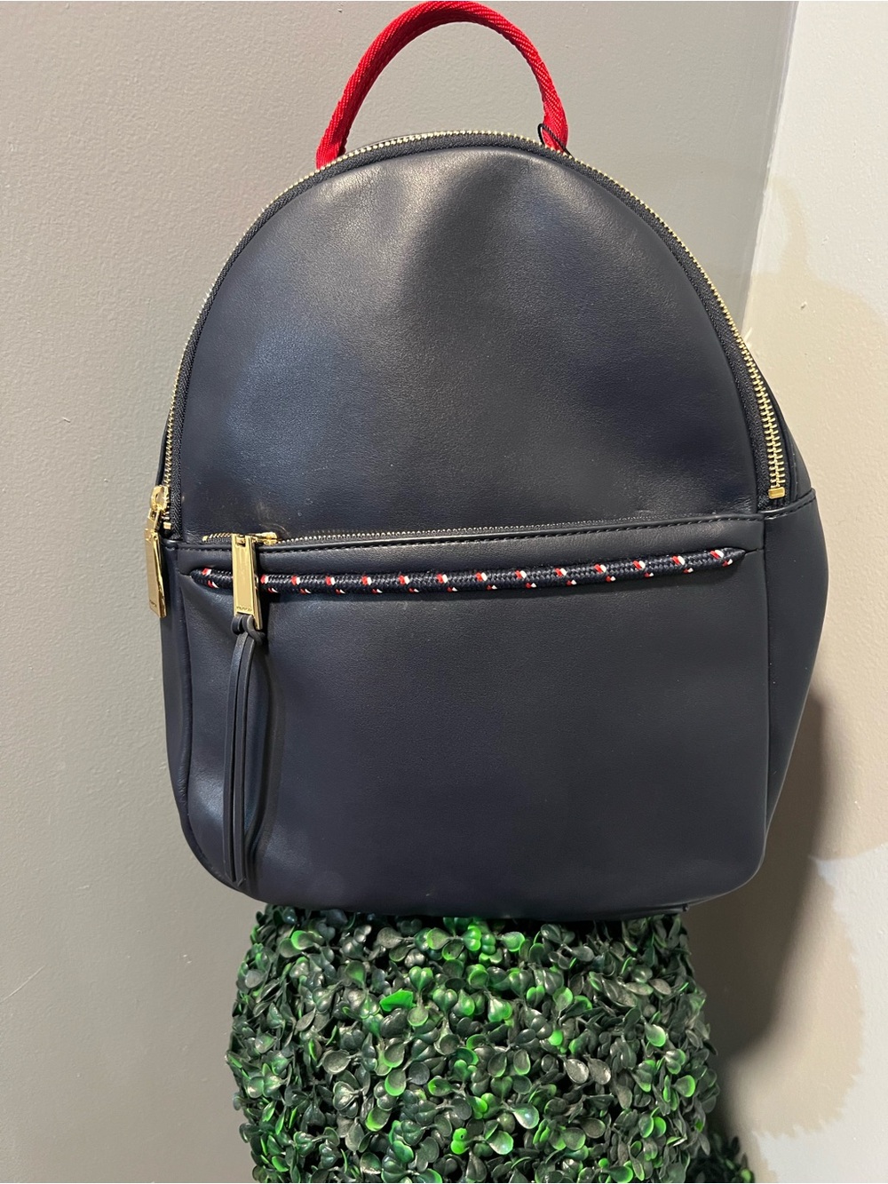 Tommy Hilfiger Navy Backpack with Red Handle and Tricolor Accent like new